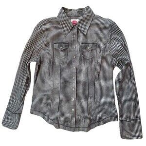 Vintage Y2K Fiorucci Shirt Western Gingham Cotton Long Sleeve Pearl Button Up XL